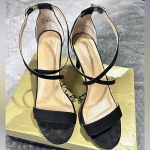 THALIA SODI BLACK SUEDE HEEL SANDALS SZ 8.5